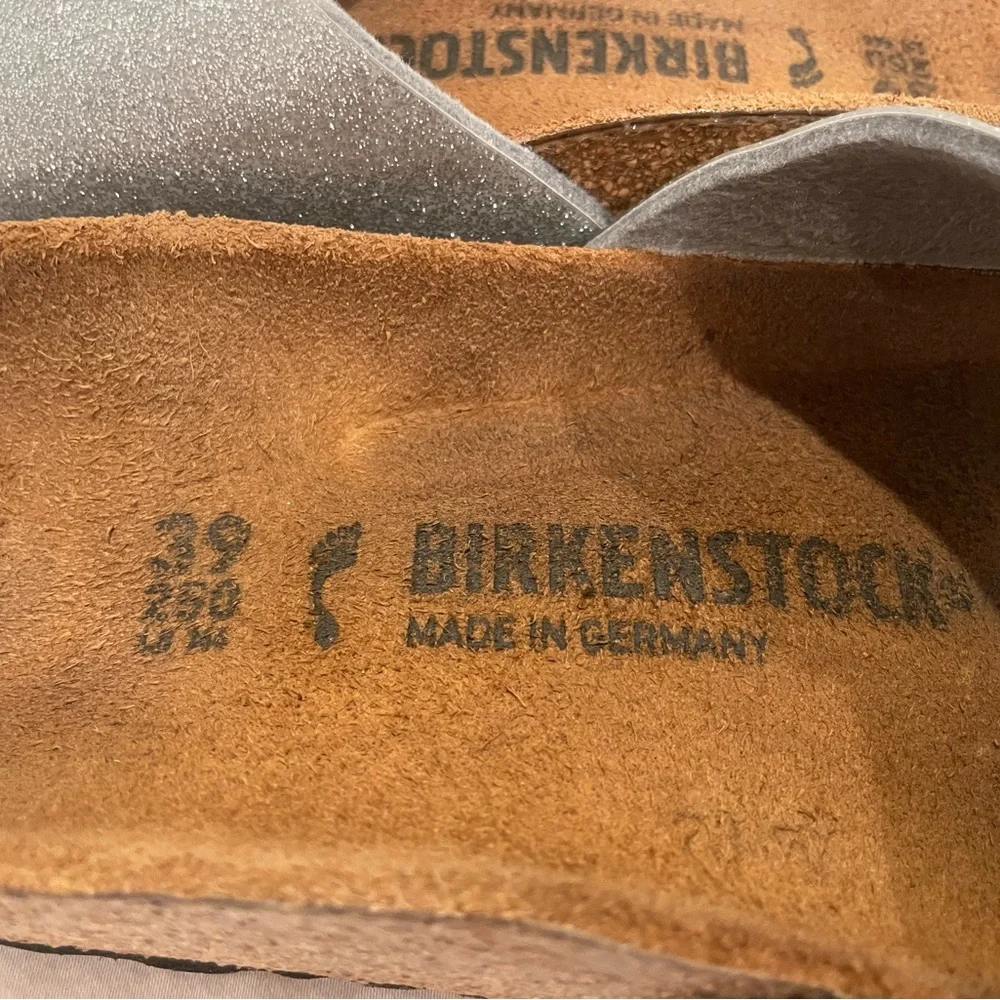 Birkenstock Silver Glitter Madrid Slide Sandals - Picture 5 of 7